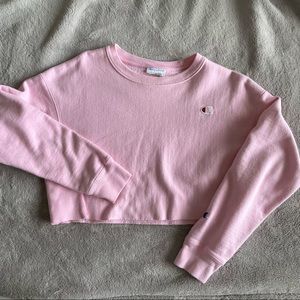 light pink cropped champion crewneck